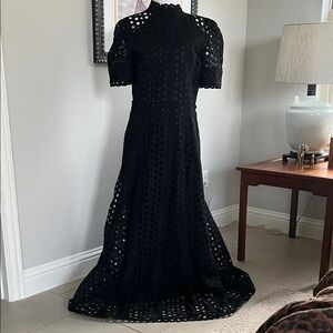 Black eyelet Short Sleeve Maxi Dress
